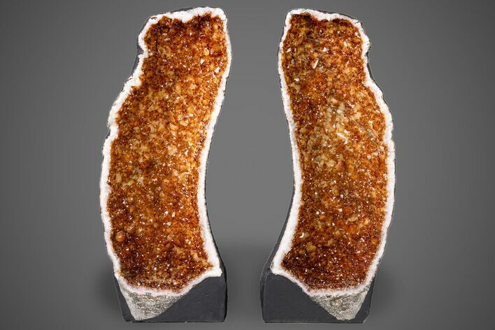 Majestic, Golden-Orange Citrine Cathedral Geode (Pair) #227322